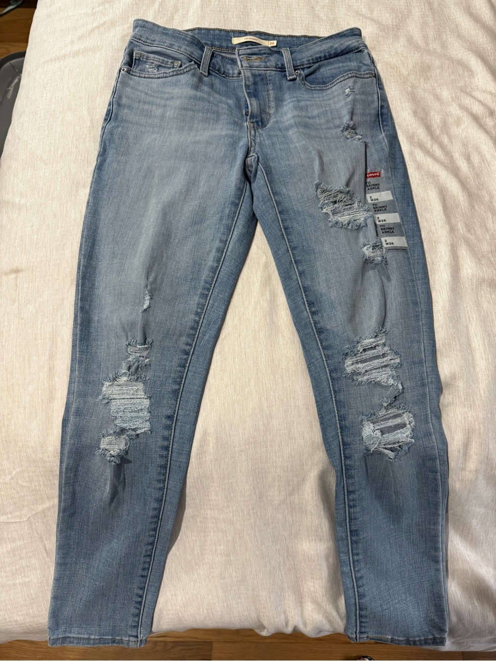 Levi's Women's Light Blue Distressed Skinny Jeans